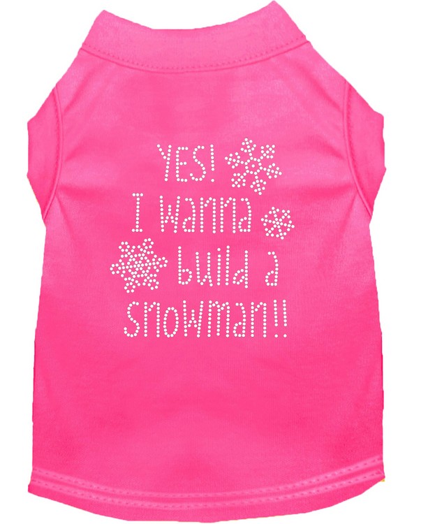 Yes! I want to build a Snowman Rhinestone Dog Shirt Bright Pink Med